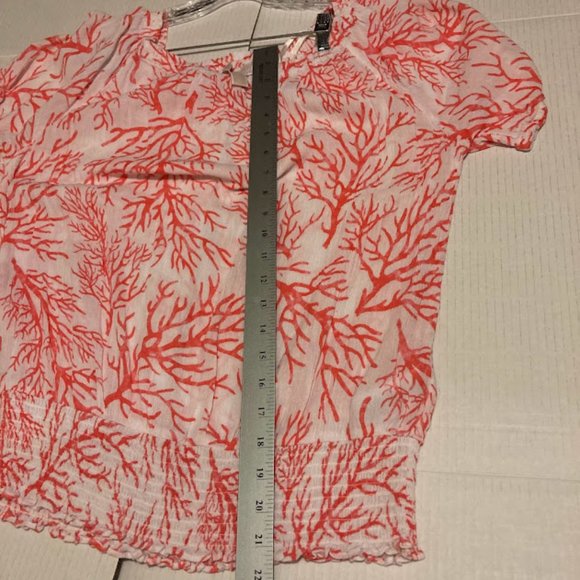 Michael Kors women's size XL white and coral off the shoulder blouse - Picture 4 of 5